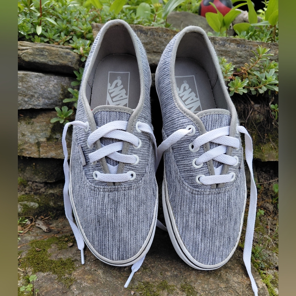 Vans heathered gray ribbed corduroy low unisex sneakers womens 6.5 mens 5